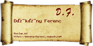 Dékány Ferenc névjegykártya